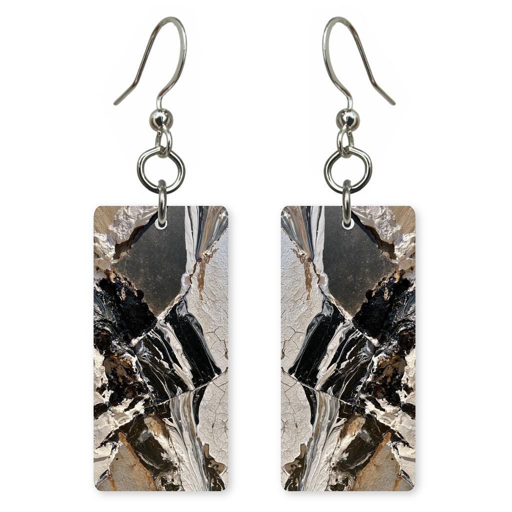 Charcoal and White Conflict Earrings | FWX494