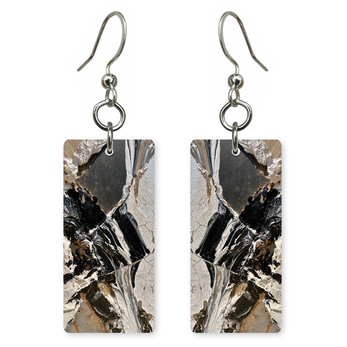 Charcoal and White Conflict Earrings | FWX494