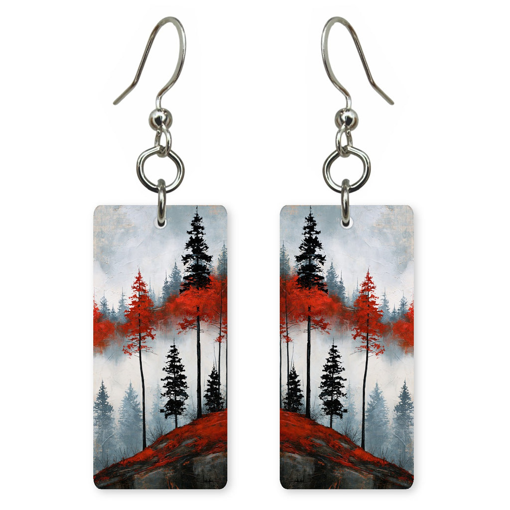 Red Solitude Standing Earrings | FWX544
