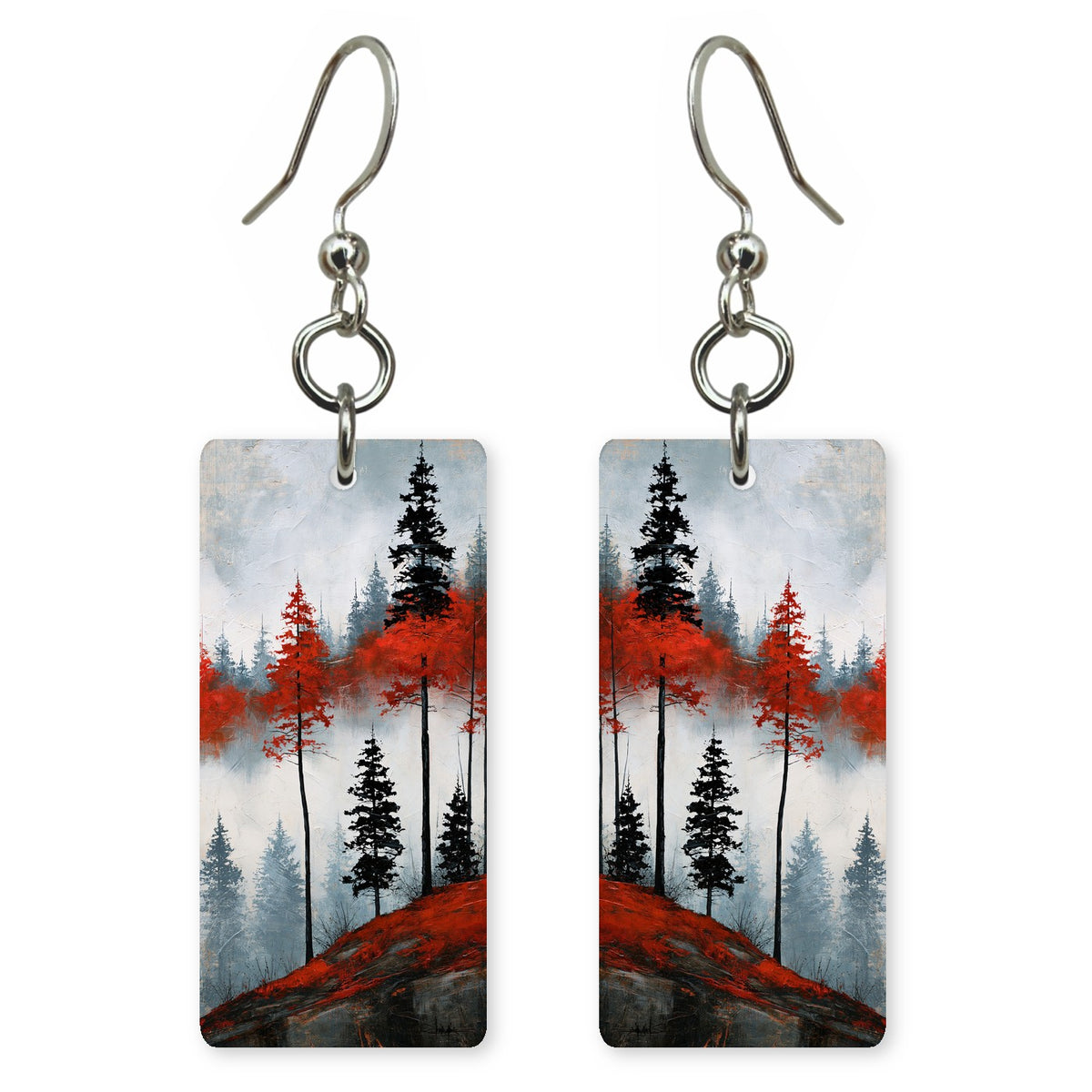Red Solitude Standing Earrings | FWX544