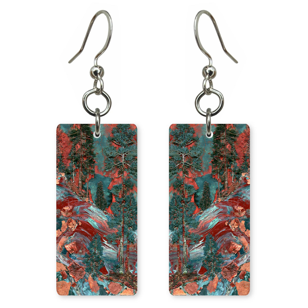 Red Intensity Against Teal Earrings | FWX582