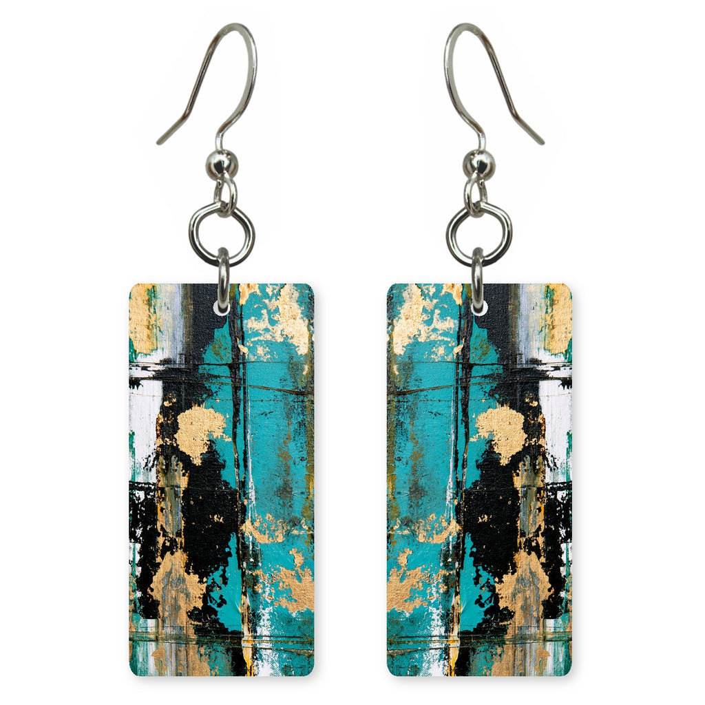Teal Black Gilded Upheaval Earrings | FWX657