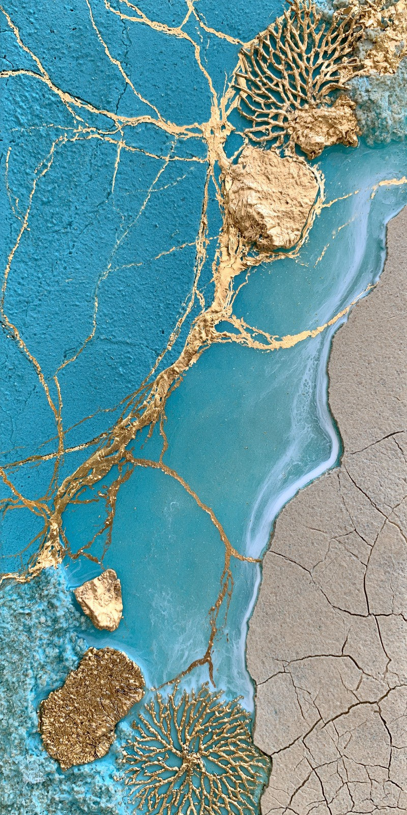 Gold-Veined Teal Mending Earrings | FWX674