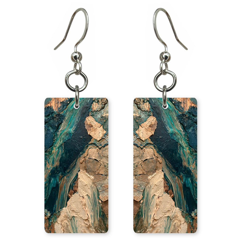 Umber Teal Heavy Heart Earrings | FWX681