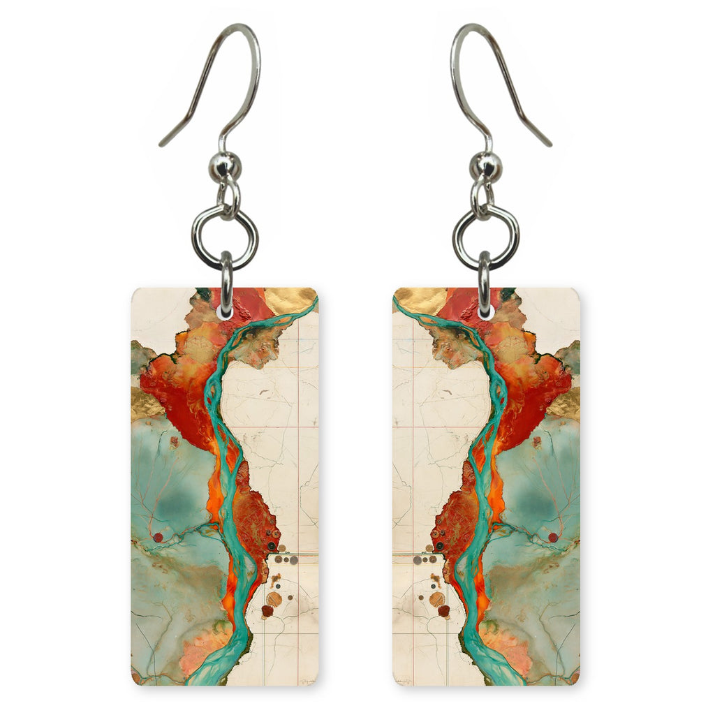 Vermilion and Teal Searching Earrings | FWX713