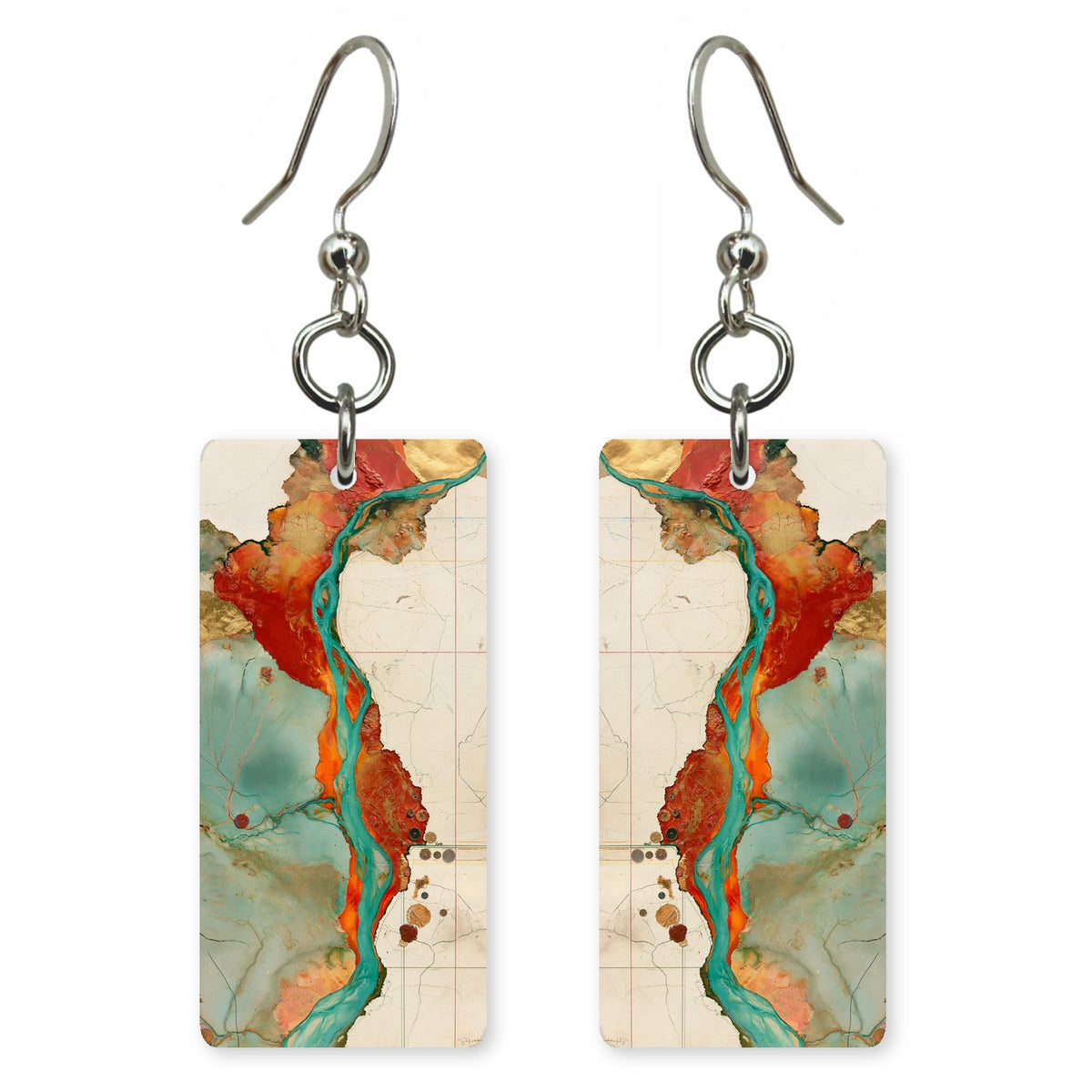 Vermilion and Teal Searching Earrings | FWX713