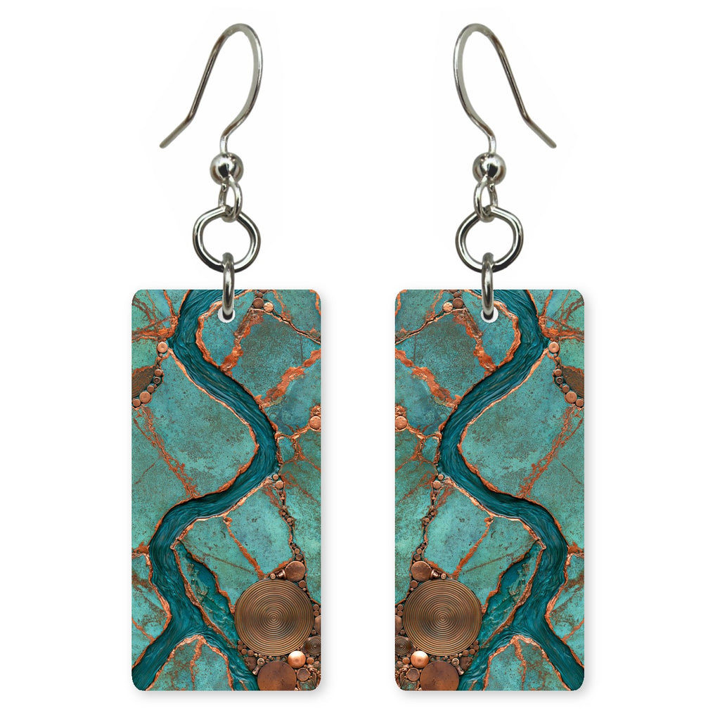Teal Resilience Copper-Seamed Earrings | FWX717