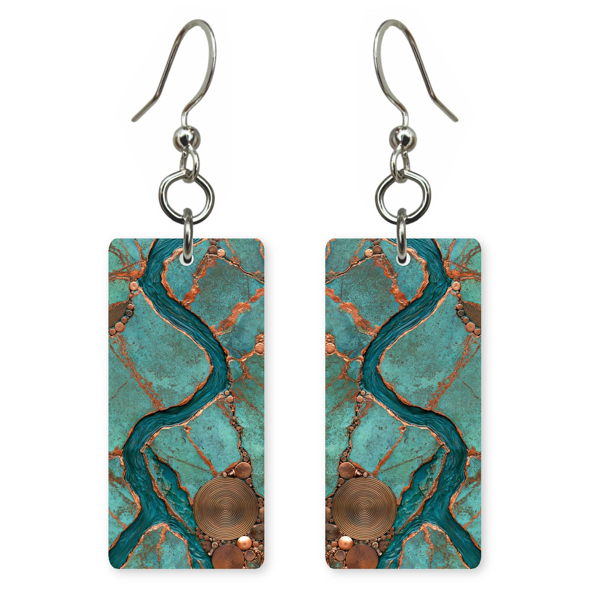 Teal Resilience Copper-Seamed Earrings | FWX717