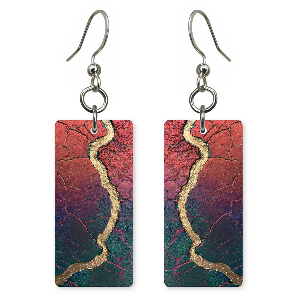 Magenta Dusk Gold Thread Earrings | FWX720