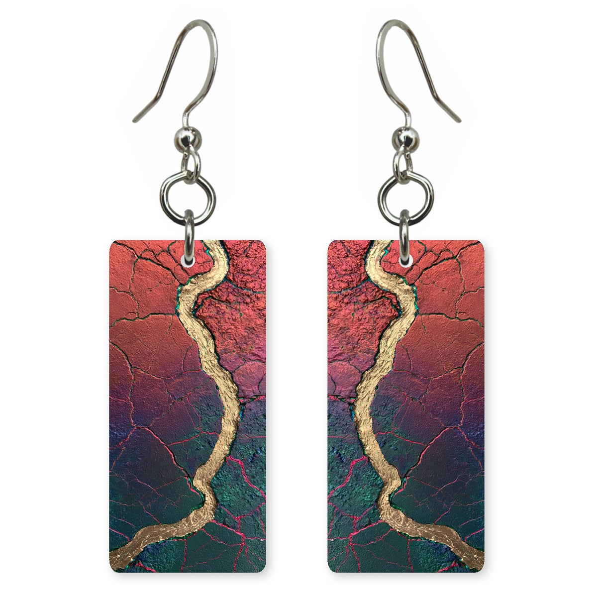 Magenta Dusk Gold Thread Earrings | FWX720
