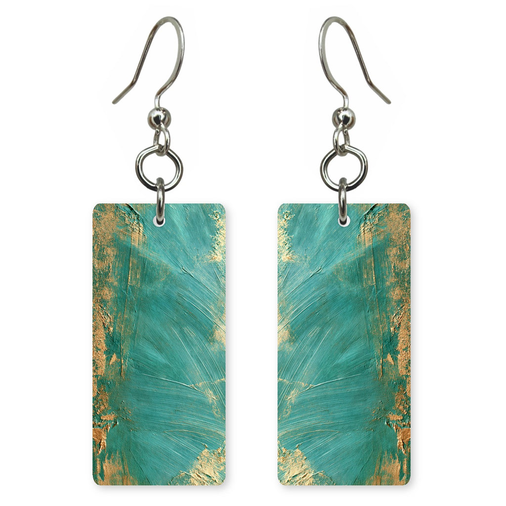 Gold Freedom Brushed Teal Earrings | FWX727