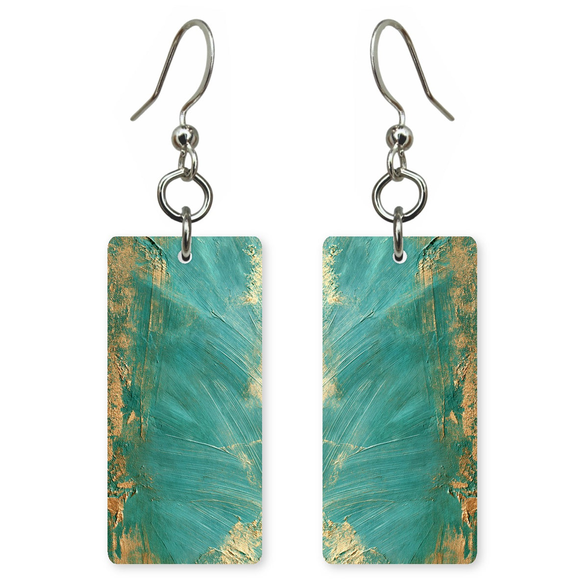 Gold Freedom Brushed Teal Earrings | FWX727