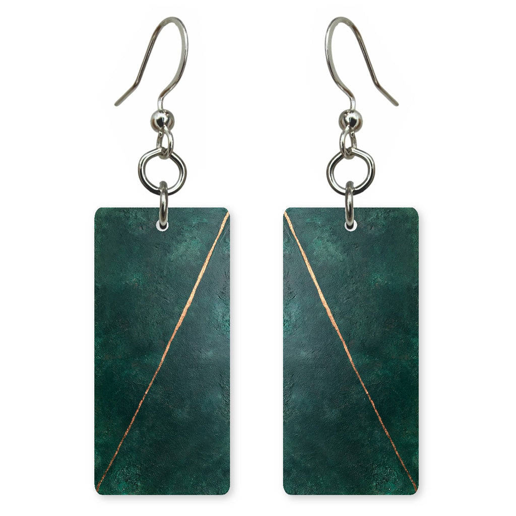 Hunter Green Gold Mending Earrings | FWX778
