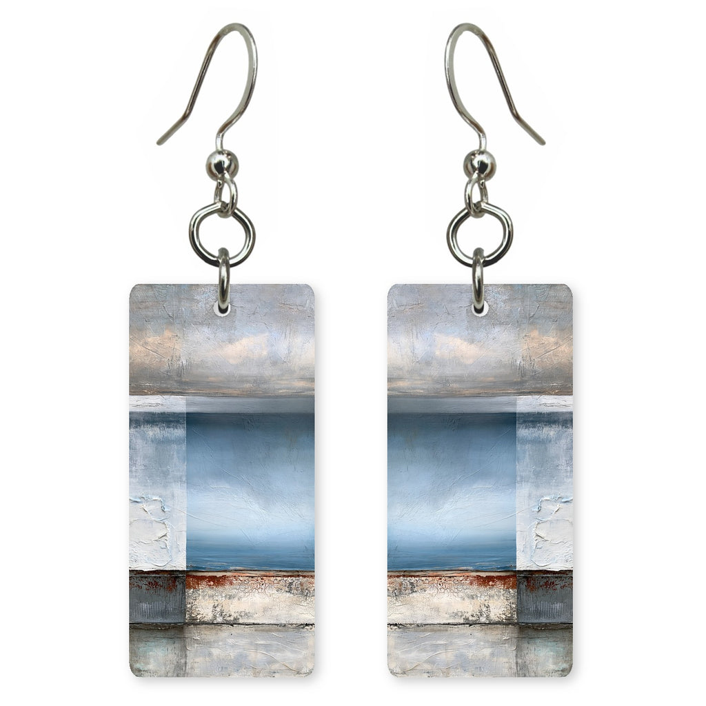 Steel Blue Horizon Contemplation Earrings | FWX783