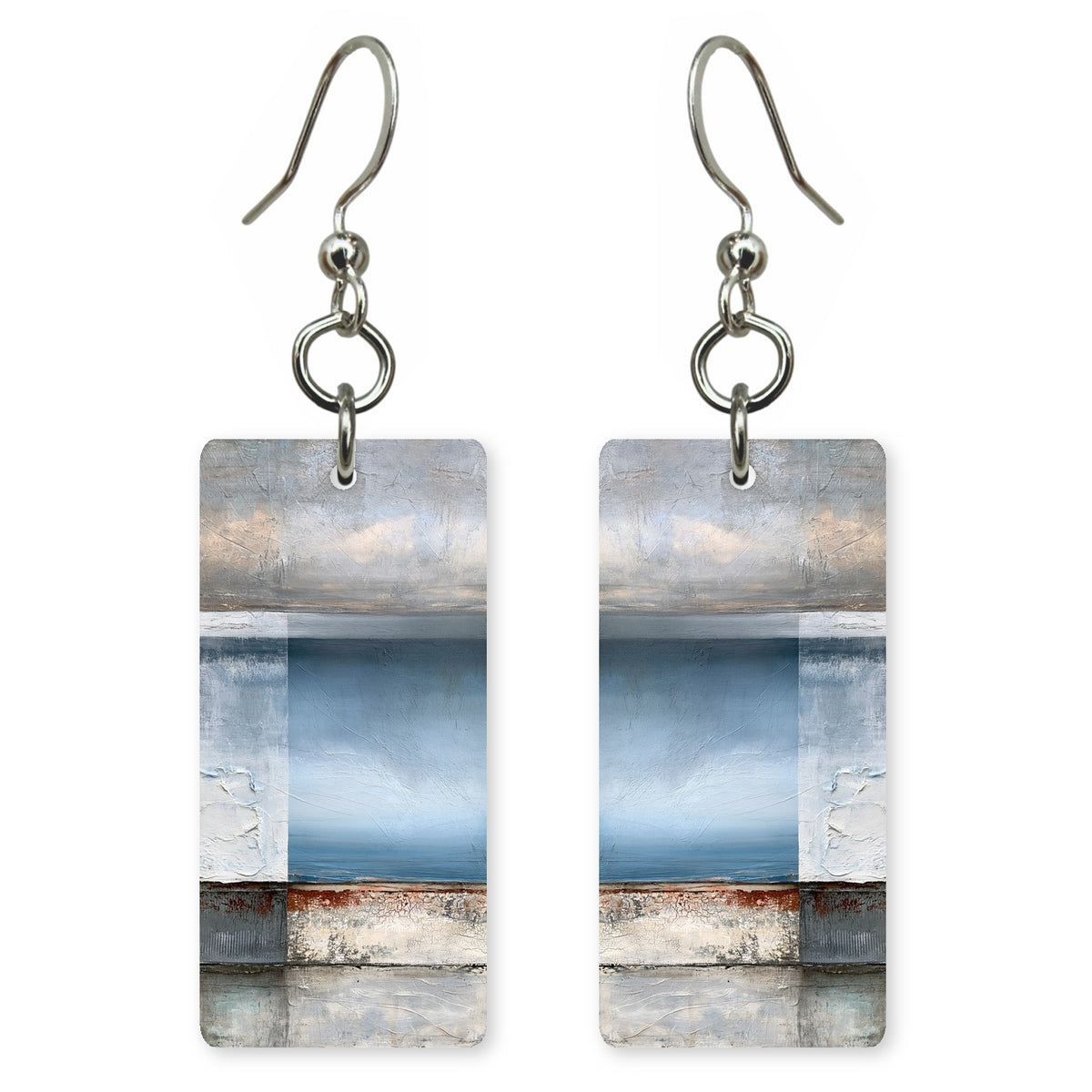Steel Blue Horizon Contemplation Earrings | FWX783