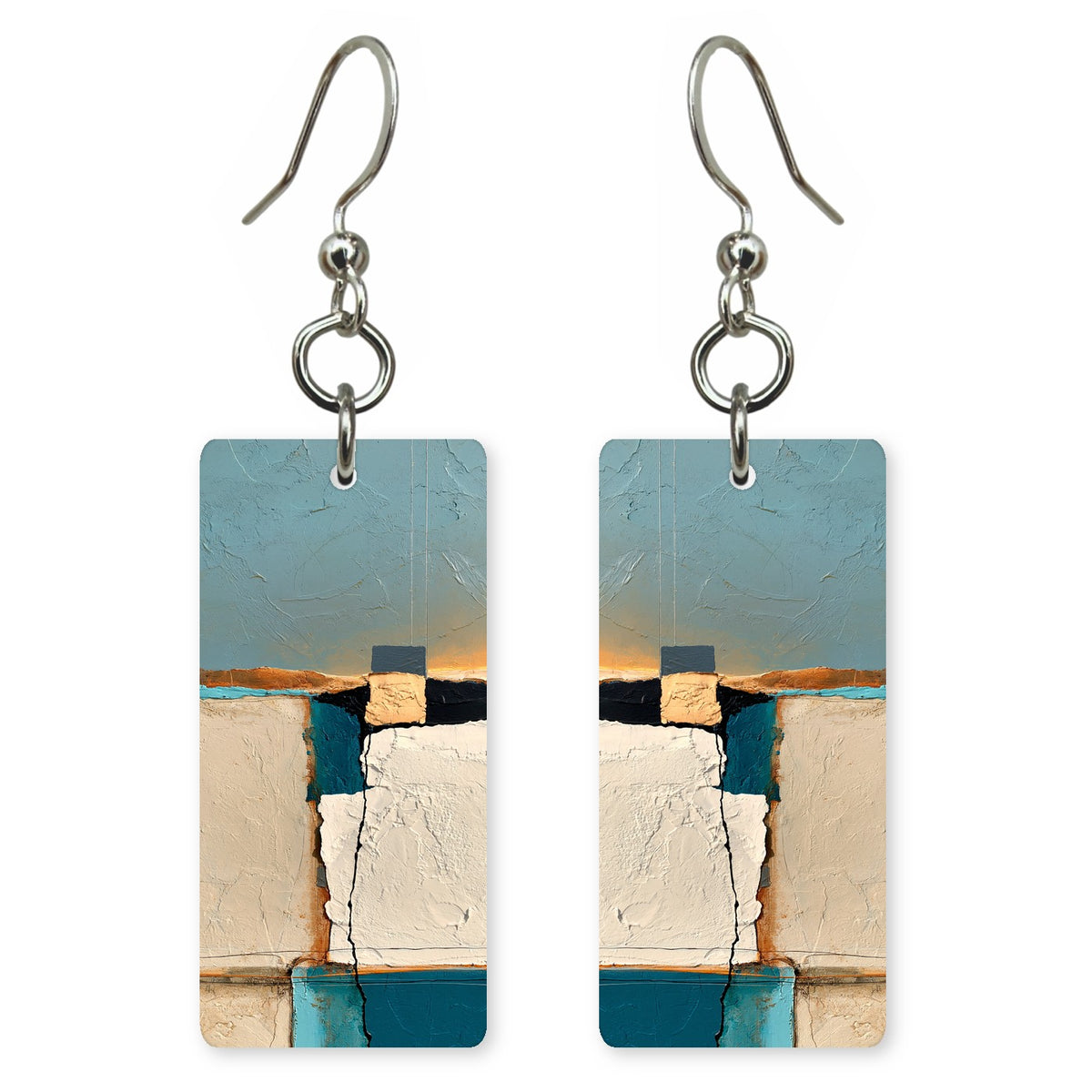 Cream and Cerulean Mending Earrings | FWX864