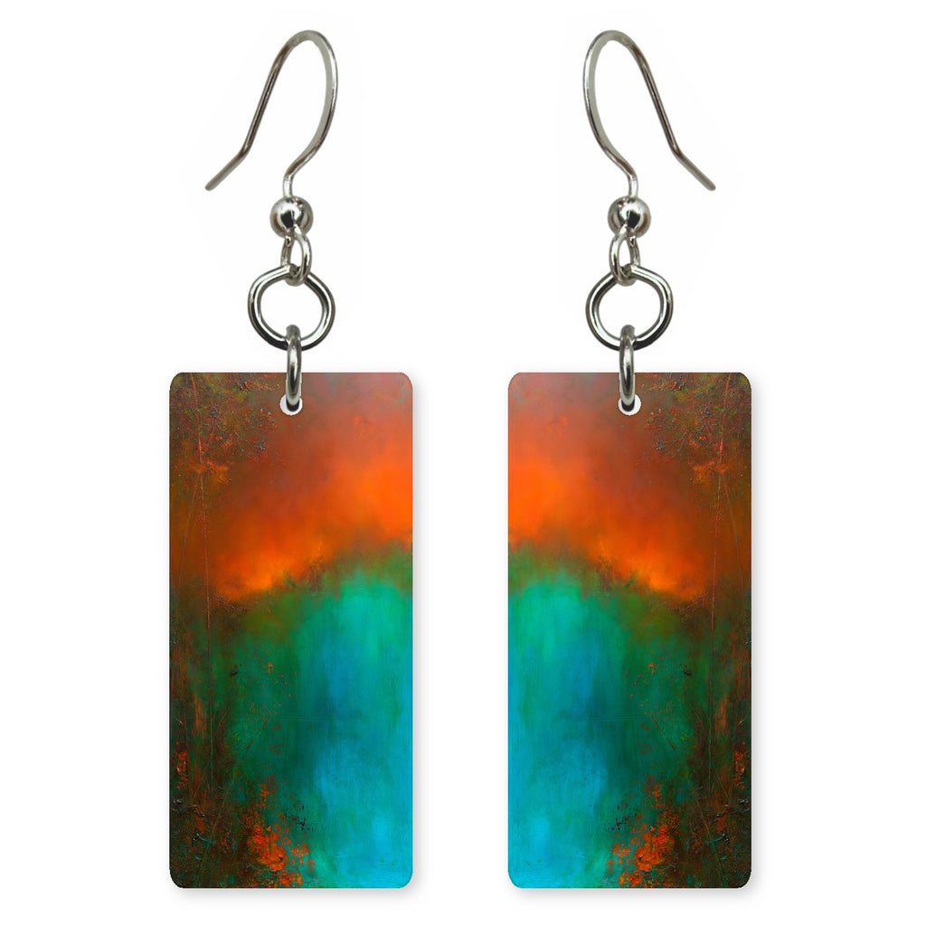 Tangerine Sky Teal Relief Earrings | FWX887