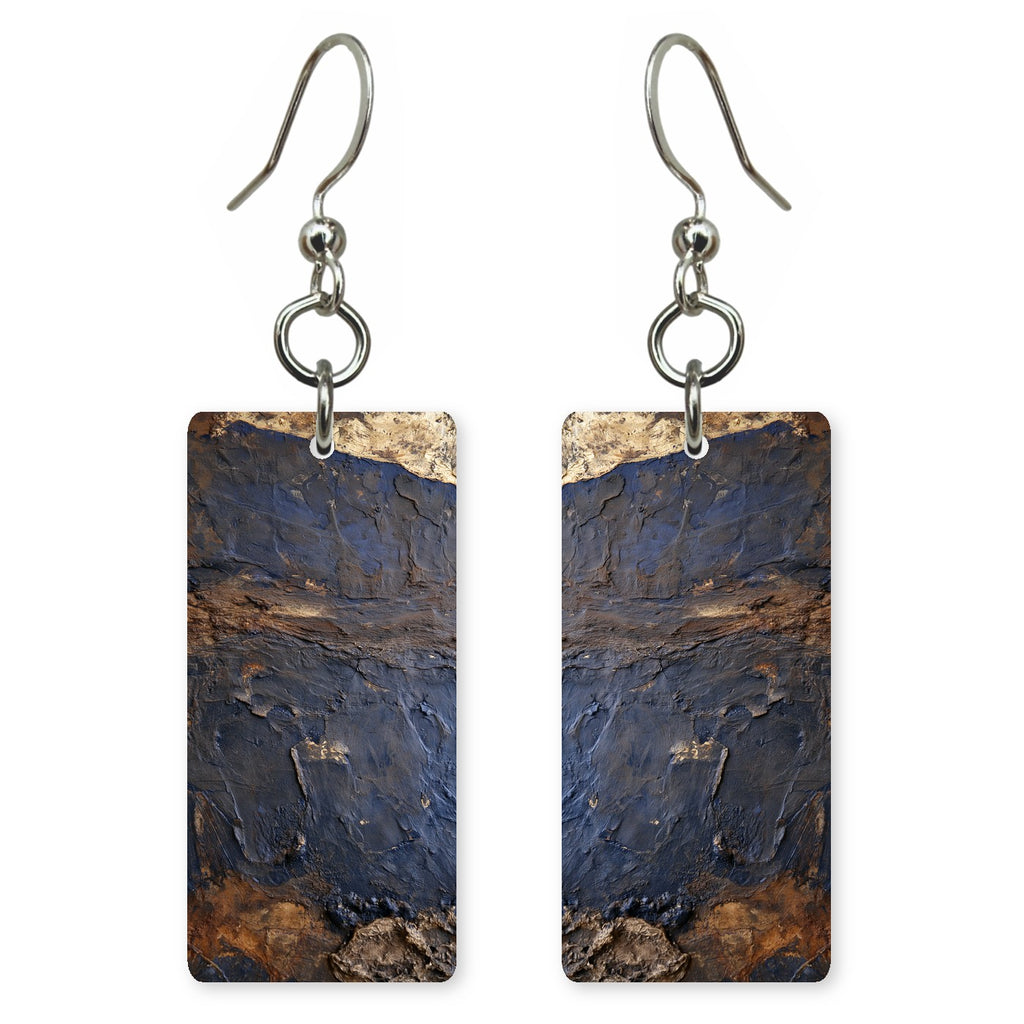 Navy Stone Heavy Heart Earrings | FWX964
