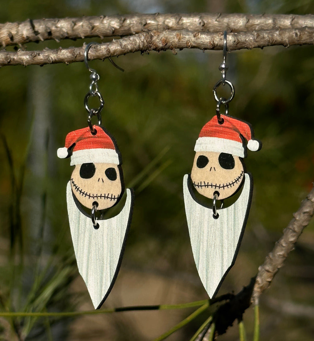 Christmas Skeleton Head Earrings​ #1758