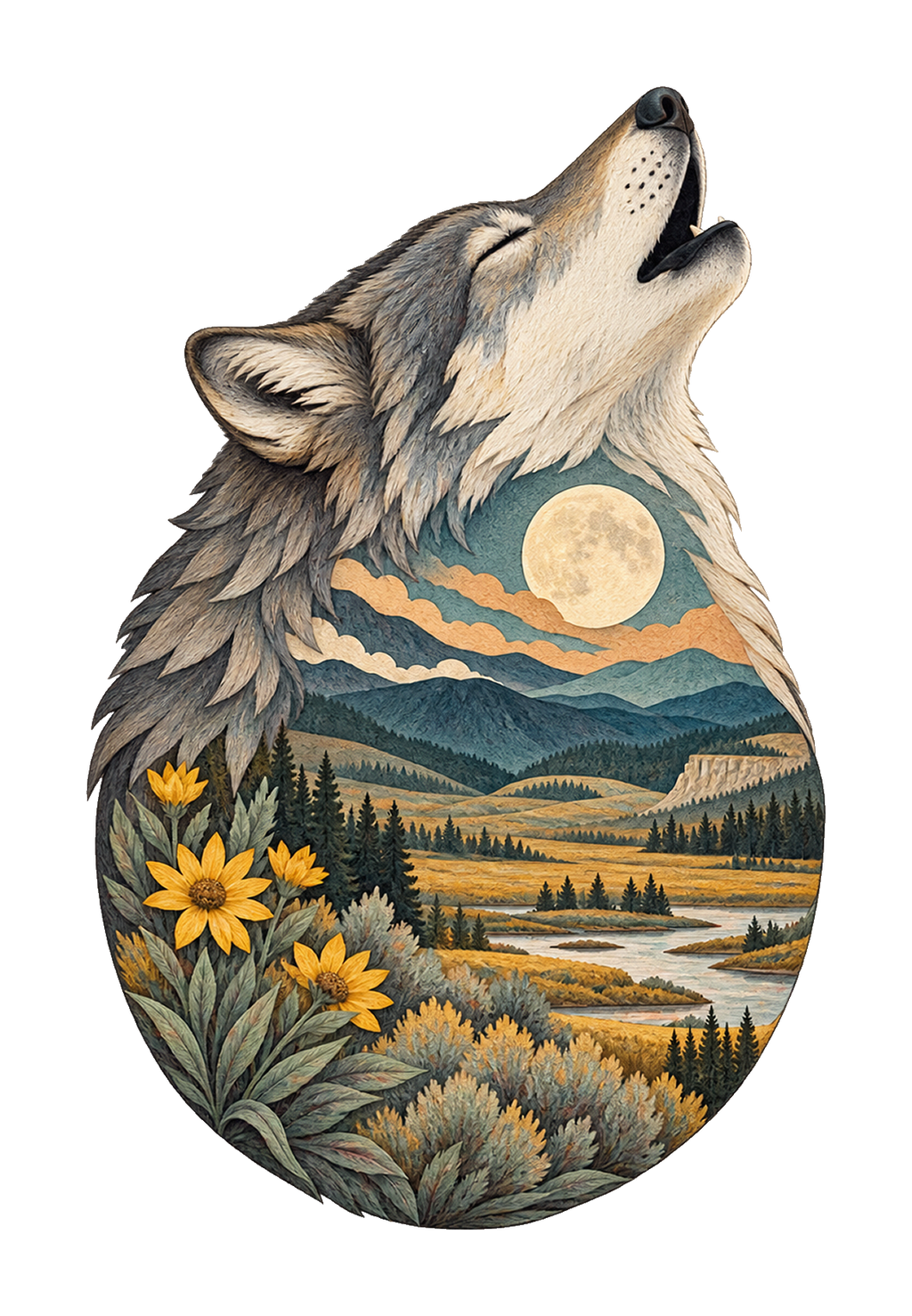 Lamar Valley Wolf M100 original magnet artwork