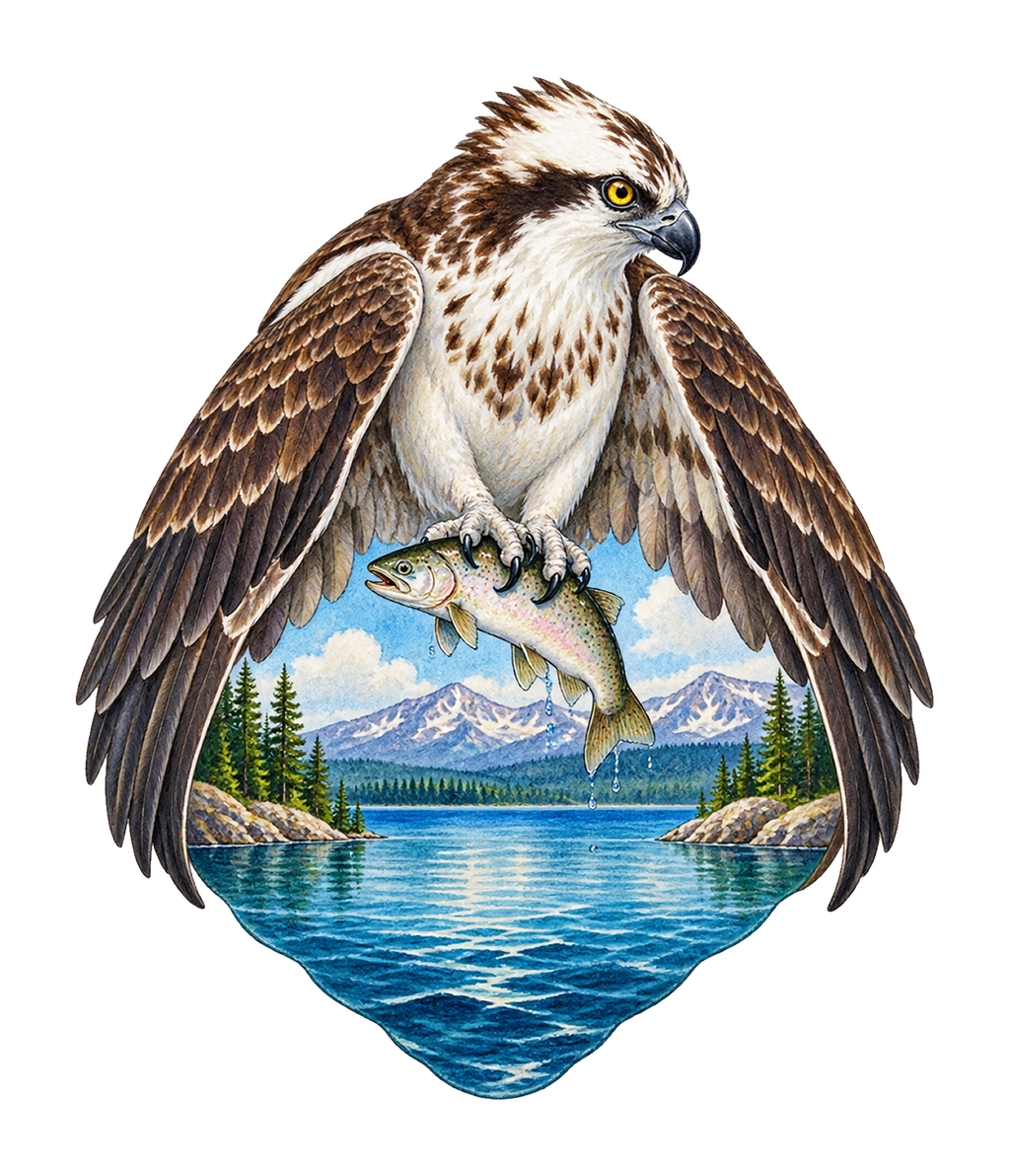Osprey over Yellowstone Lake M101 original magnet artwork