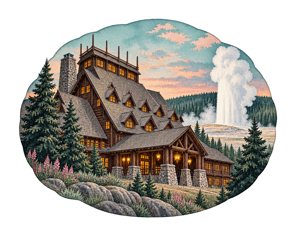 Old Faithful Inn M104 original magnet artwork