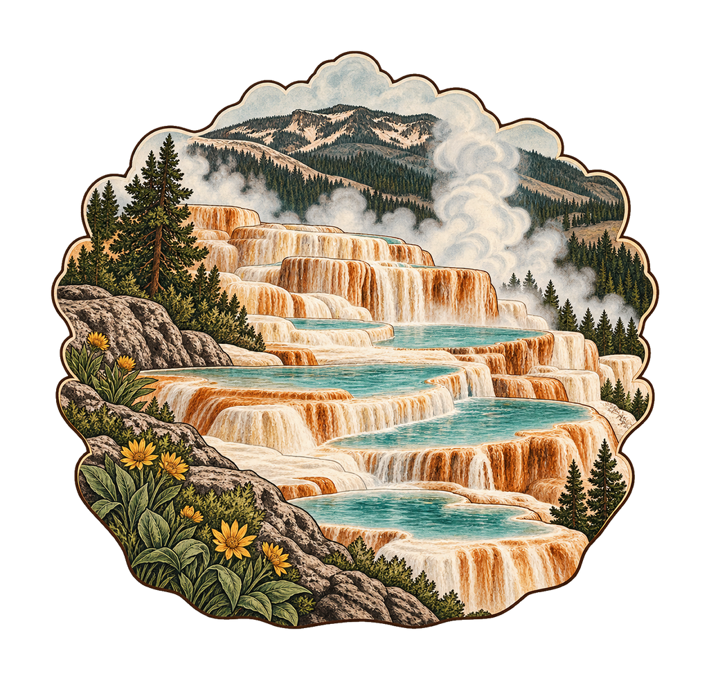 Mammoth Terrace Steps M106 original magnet artwork