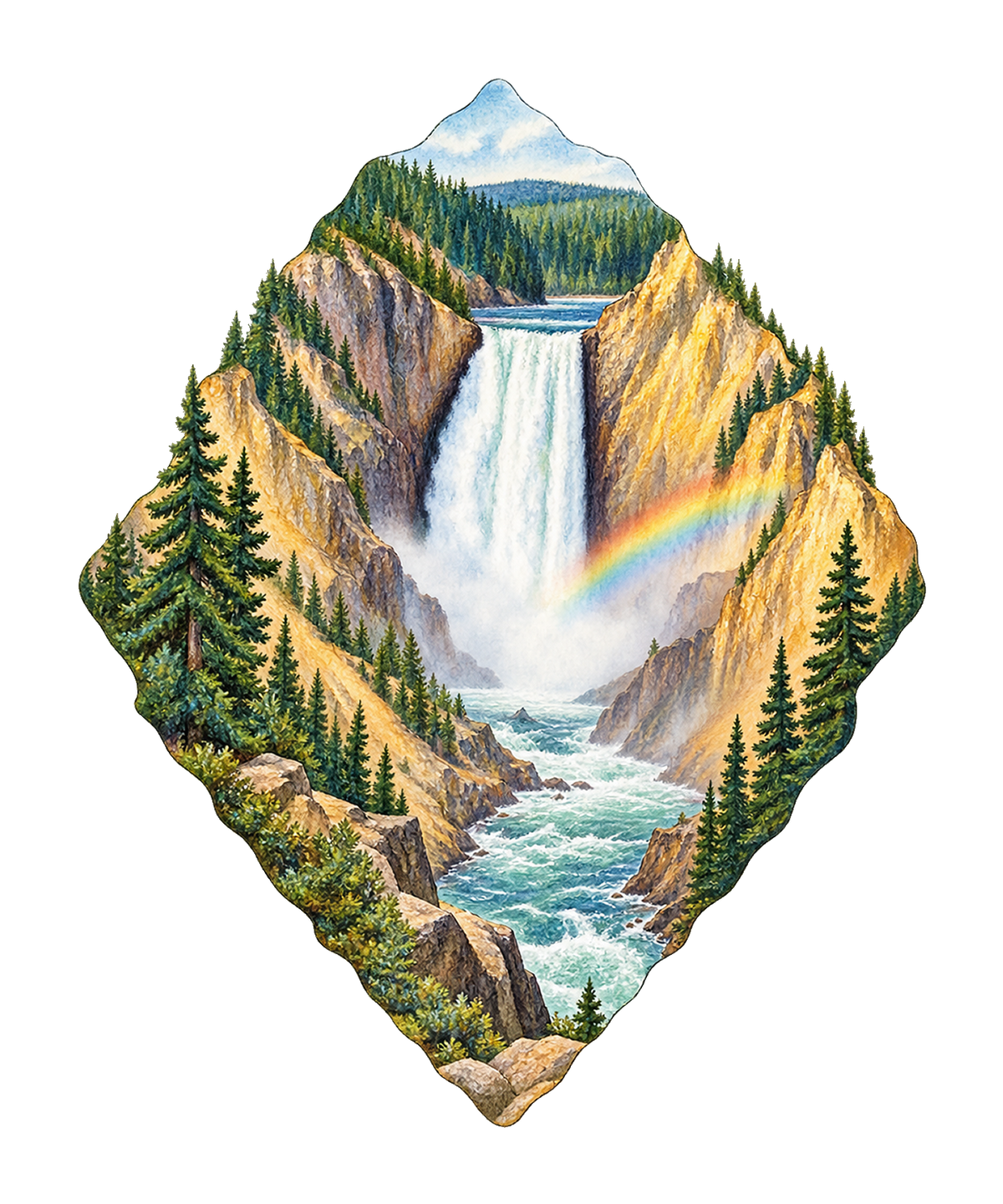 Lower Falls Rainbow M107 original magnet artwork