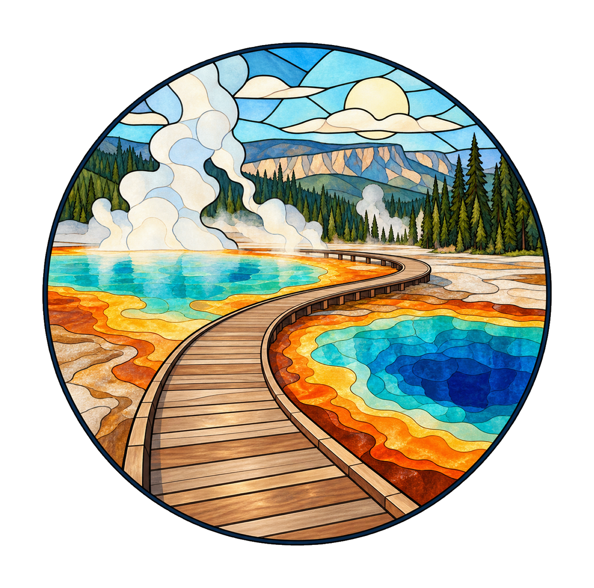 Geyser Basin Boardwalk M111 original magnet artwork