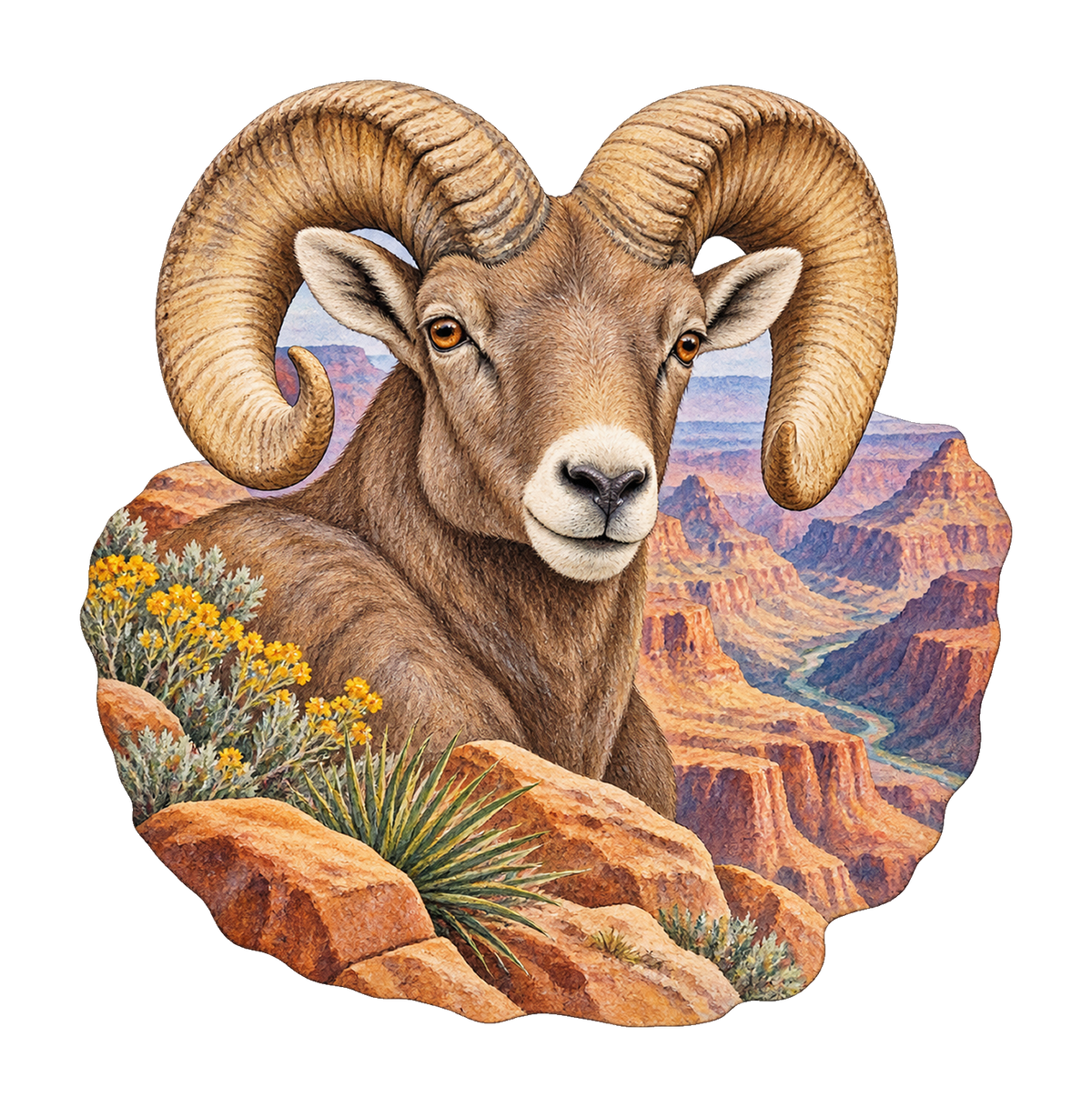 Desert Bighorn Ram M114 original magnet artwork