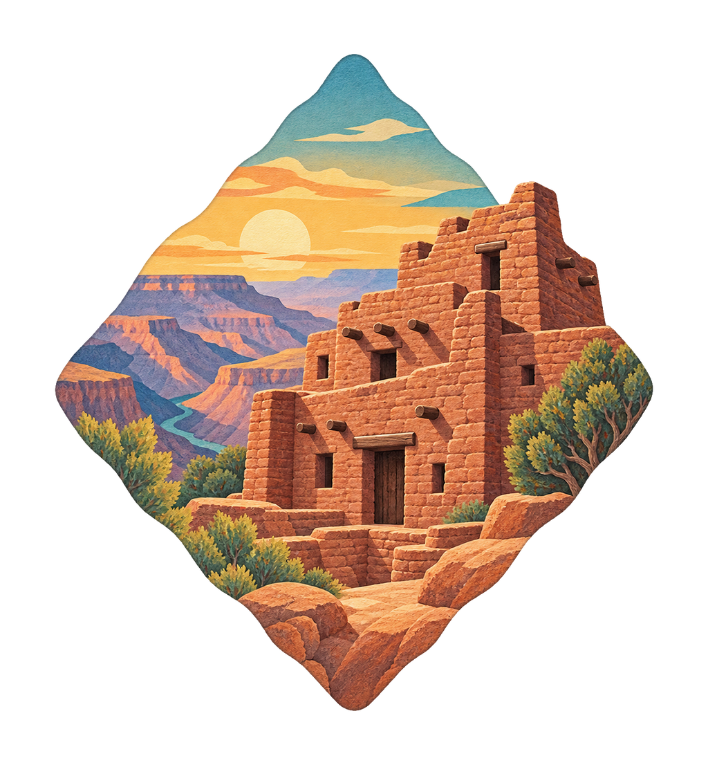 Hopi House Architecture M118 original magnet artwork