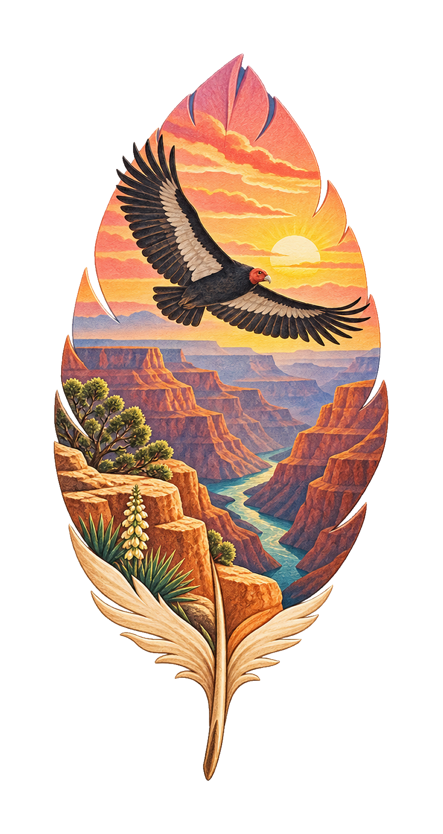 Sunrise Condor Feather M122 original magnet artwork