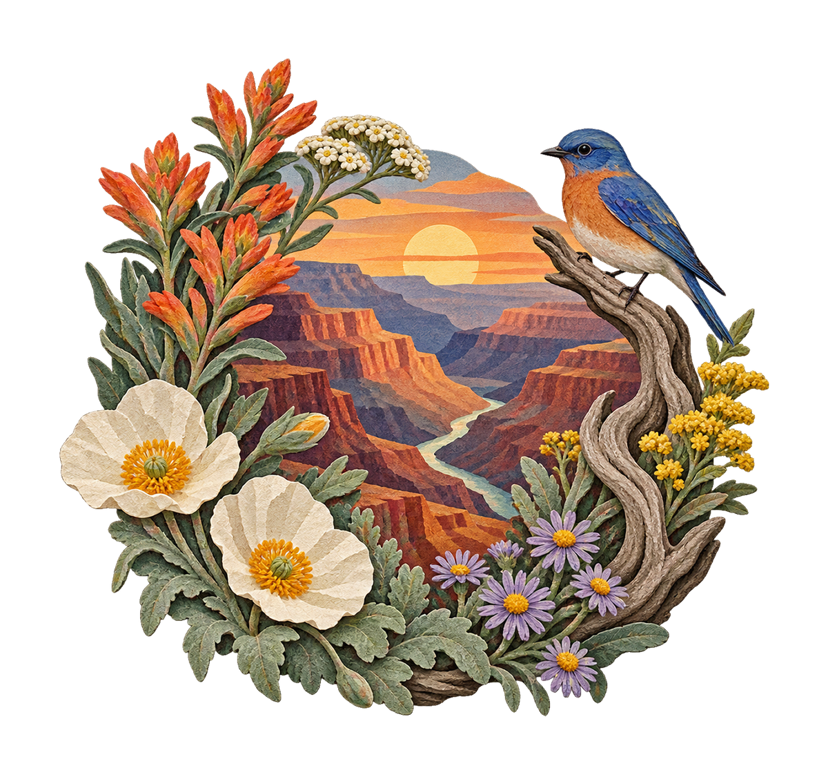 Canyon Wildflower Wreath M124 original magnet artwork