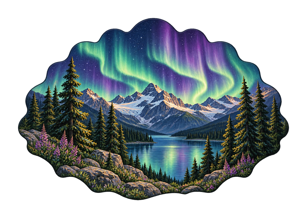 Northern Lights Pines M128 original magnet artwork