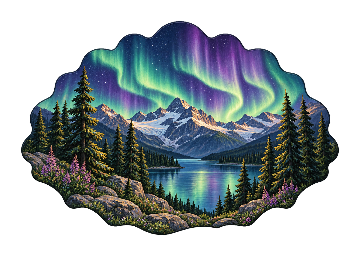 Northern Lights Pines M128 original magnet artwork