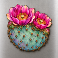 Beavertail Bloom M132 wooden magnet on a stainless steel refrigerator with a subtle laser-cut wood edge