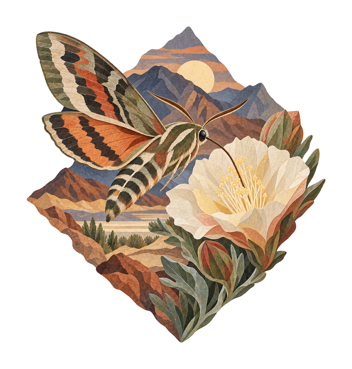 Desert Sphinx Moth M133 original magnet artwork