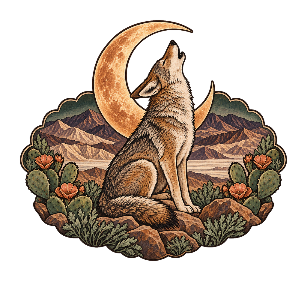 Desert Coyote Moon M139 original magnet artwork
