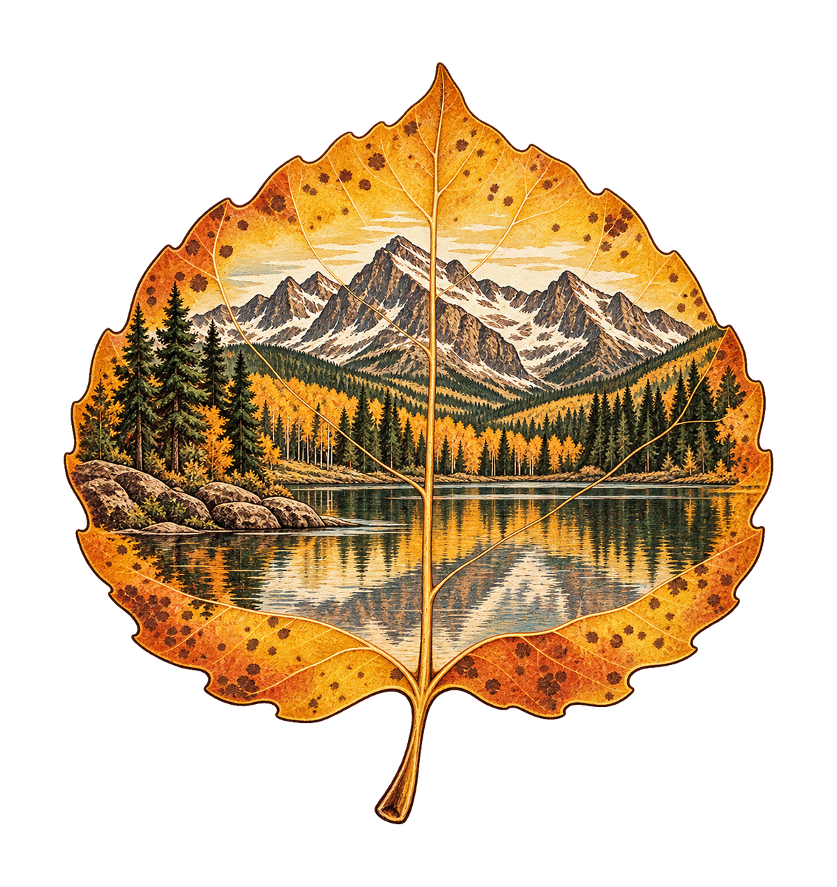 Aspen Leaf Autumn M141 original magnet artwork