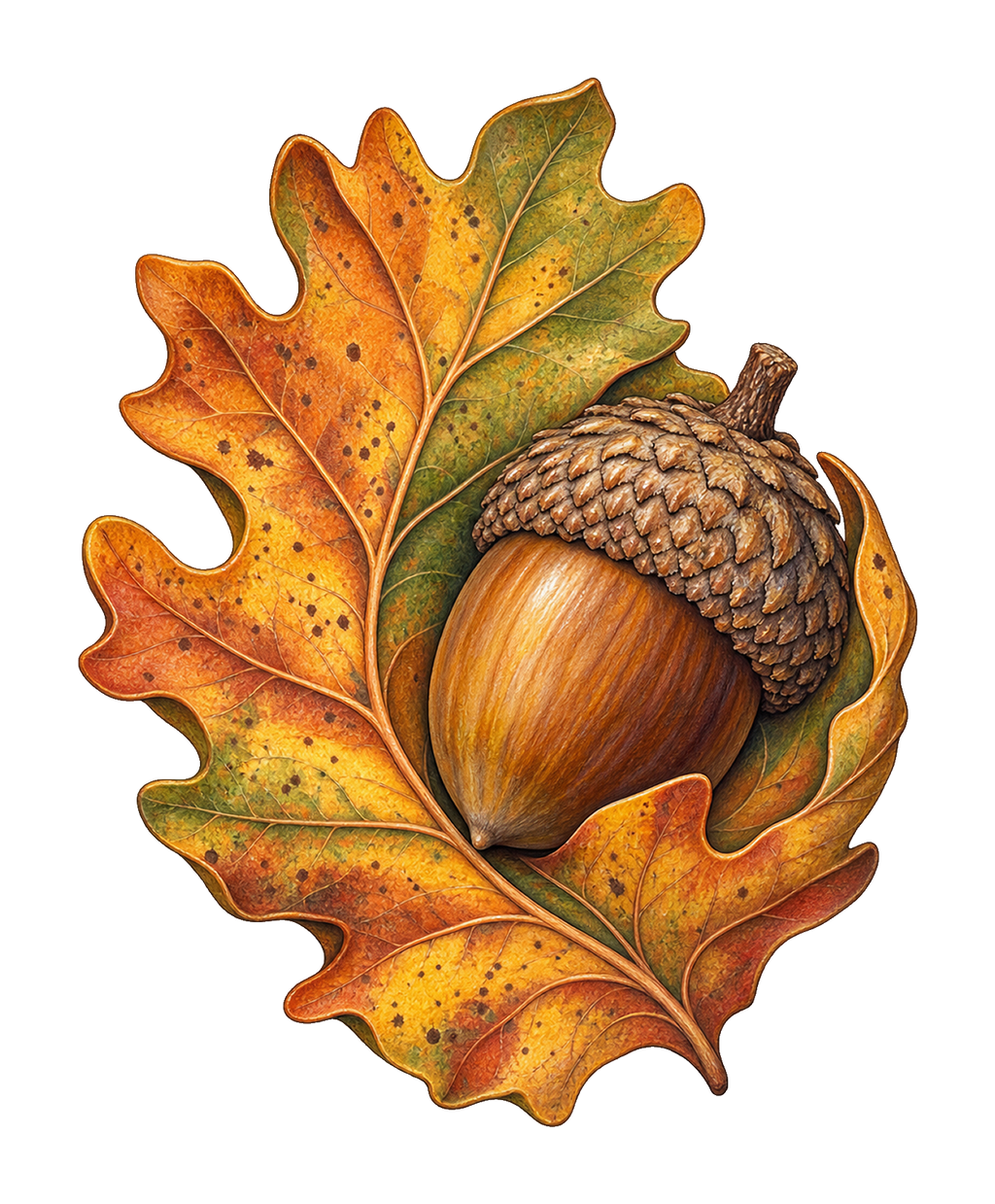 Bur Oak and Acorn M145 original magnet artwork