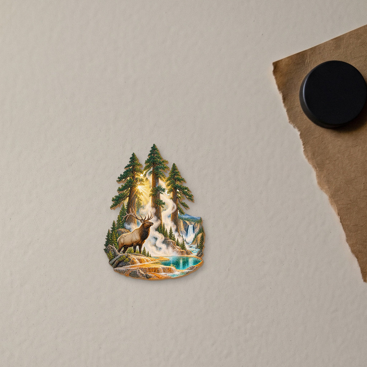 Steam Pine Cathedral wood magnet M164 on a fridge, made in USA