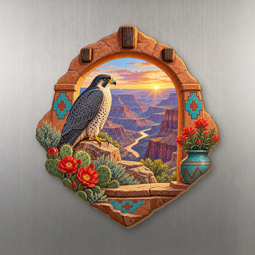 Adobe Window Canyon wood magnet M174 on a stainless steel fridge, made in USA