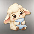 Cloud Lamb wood magnet M233 on a stainless steel fridge, made in USA