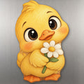 Sunny Duck wood magnet M234 on a stainless steel fridge, made in USA