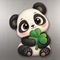Clover Panda wood magnet M253 on a stainless steel fridge, made in USA