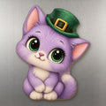 Lucky Kitty wood magnet M254 on a stainless steel fridge, made in USA