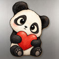 Heart Panda wood magnet M266 on a stainless steel fridge, made in USA