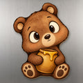Honey Bear wood magnet M270 on a stainless steel fridge, made in USA