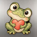 Heart Frog wood magnet M278 on a stainless steel fridge, made in USA