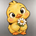 Sunny Duck wood magnet M281 on a stainless steel fridge, made in USA
